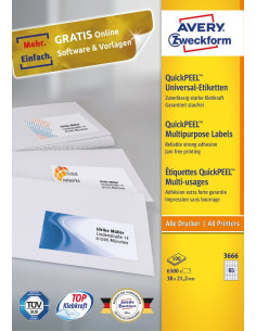 Avery 3666 etiqueta autoadhesiva Rectángulo Permanente Blanco 6500 pieza(s) 2