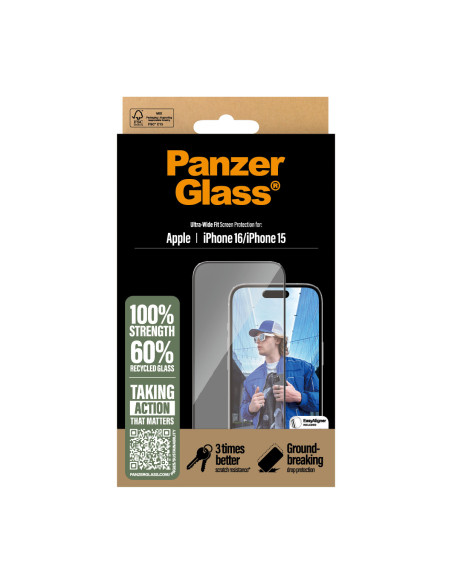 PanzerGlass ® Screen Protector iPhone 16 | 15 | Ultra-Wide Fit Protector de pantalla Apple 1 pieza(s)