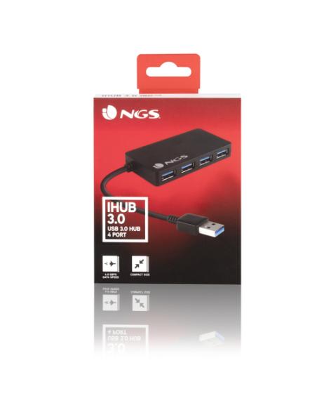 NGS iHub 3.0 USB 3.2 Gen 1 (3.1 Gen 1) Type-A 5000 Mbit/s Negro