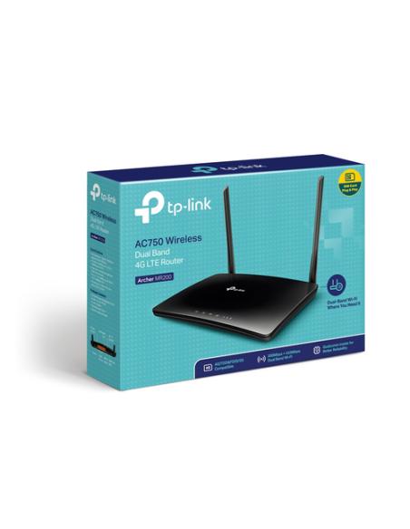 TP-Link Archer MR200 router inalámbrico Ethernet rápido Doble banda (2,4 GHz / 5 GHz) 4G Negro