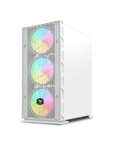 Savio Raptor White X1 ARGB Glass Mesh White Computer Case Midi Tower Blanco