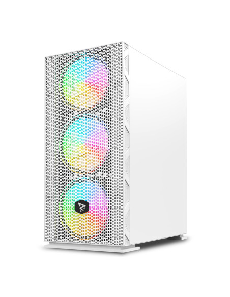 Savio Raptor White X1 ARGB Glass Mesh White Computer Case Midi Tower Blanco