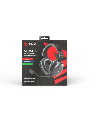 Savio Stratus Auriculares Alámbrico gancho de oreja Juego Negro