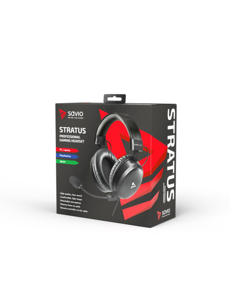 Savio Stratus Auriculares Alámbrico gancho de oreja Juego Negro