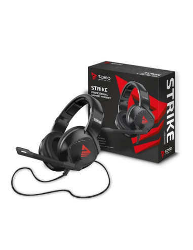 Savio Strike Auriculares Alámbrico Diadema Música uso diario Negro, Rojo