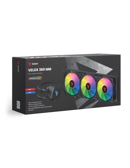 Savio VELOX 360 MM sistema de refrigeración para ordenador Procesador Sistema de refrigeración líquida todo en uno 36 cm Negro