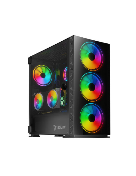 Savio PC Case Prime X1 ARGB Glass Black Midi Tower Negro