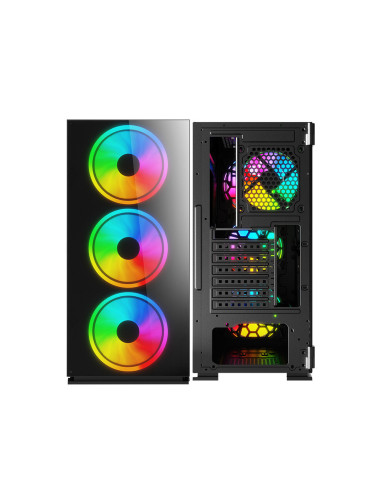Savio PC Case Prime X1 ARGB Glass Black Midi Tower Negro