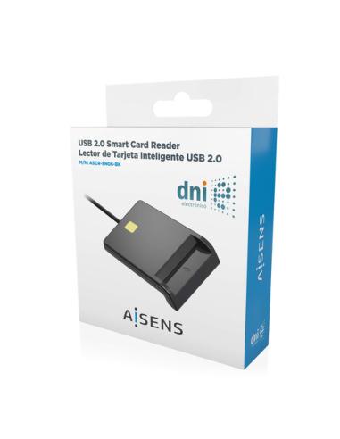 AISENS Lector de Tarjeta Inteligente DNI, Negro