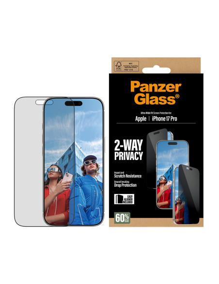 PanzerGlass ® 2-Way Privacy Screen Protector iPhone 17 Pro | Ultra-Wide Fit w. EasyAligner Protector de pantalla Apple 1