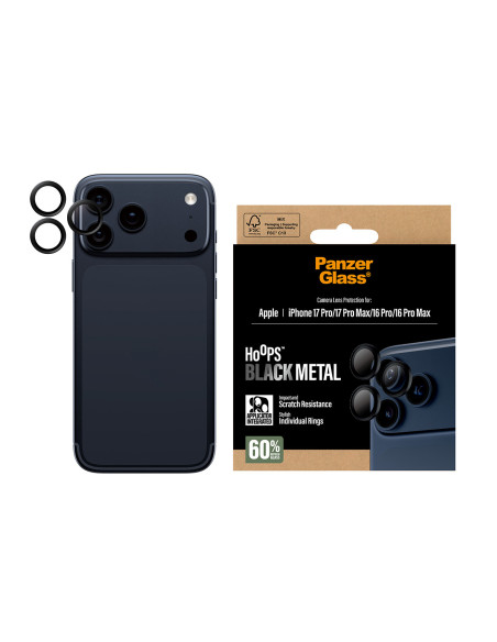 PanzerGlass ® Hoops® Camera Lens Protector Black iPhone 17 Pro | iPhone 17 Pro Max | iPhone 16 Pro | 16 Pro Max Protector de