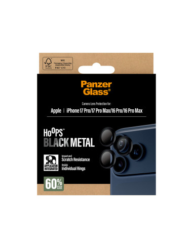 PanzerGlass ® Hoops® Camera Lens Protector Black iPhone 17 Pro | iPhone 17 Pro Max | iPhone 16 Pro | 16 Pro Max Protector de