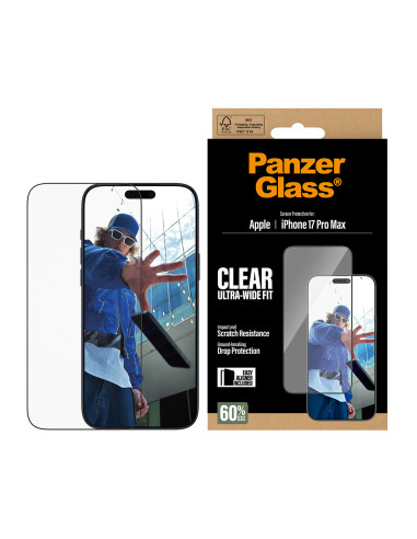 PanzerGlass ® Screen Protector iPhone 17 Pro Max | Ultra-Wide Fit w. EasyAligner Protector de pantalla Apple 1 pieza(s)