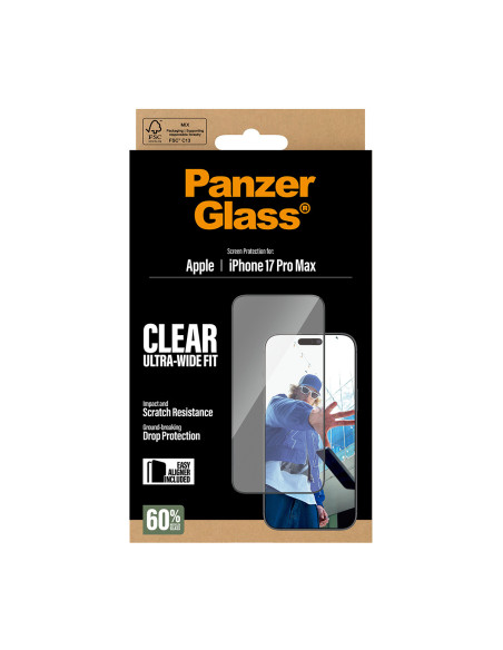 PanzerGlass ® Screen Protector iPhone 17 Pro Max | Ultra-Wide Fit w. EasyAligner Protector de pantalla Apple 1 pieza(s)