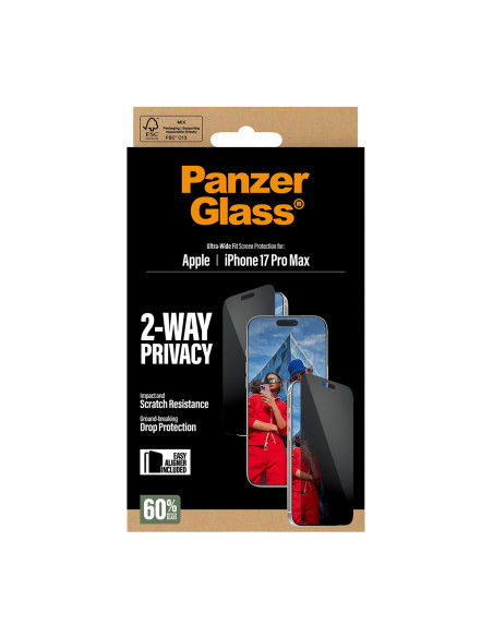 PanzerGlass ® 2-Way Privacy Screen Protector iPhone 17 Pro Max | Ultra-Wide Fit w. EasyAligner Protector de pantalla Apple 1