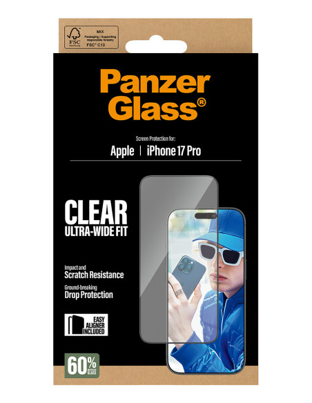 PanzerGlass ® Screen Protector iPhone 17 Pro | Ultra-Wide Fit w. EasyAligner Protector de pantalla Apple 1 pieza(s)