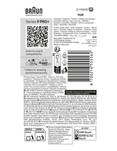 Braun Series 9 96M Cabezal para afeitado