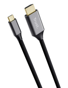 Trust 25630 cambiador de género para cable USB-C HDMI Negro, Plata