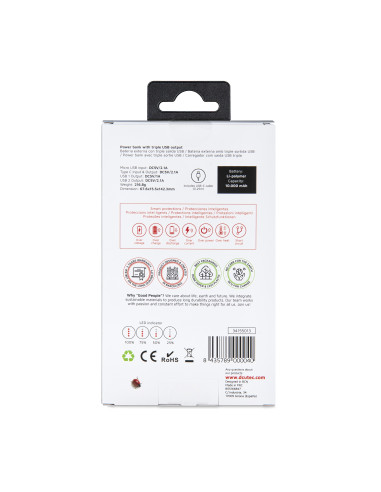 DCU Advance Tecnologic 34155013 batería externa Litio 10000 mAh Blanco