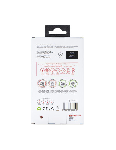 DCU Advance Tecnologic 34155013 batería externa Litio 10000 mAh Blanco