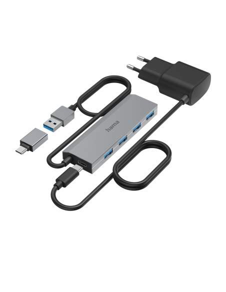 Hama 00200138 hub de interfaz USB 3.2 Gen 1 (3.1 Gen 1) Type-A + Type-C 5000 Mbit s Antracita, Gris