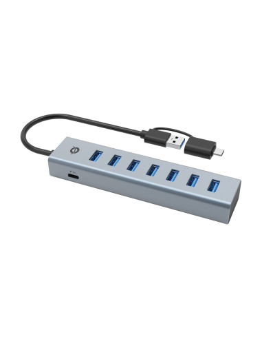 Conceptronic HUBBIES21GP hub de interfaz USB 3.2 Gen 1 (3.1 Gen 1) Type-A 5000 Mbit s Gris
