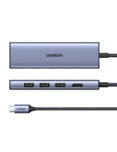 Ugreen 20956A hub de interfaz USB Tipo C 5000 Mbit s Plata