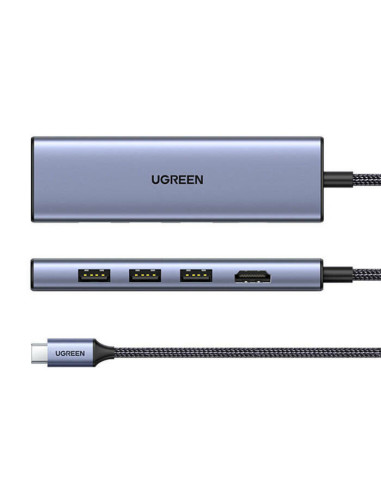 Ugreen 20956A hub de interfaz USB Tipo C 5000 Mbit s Plata