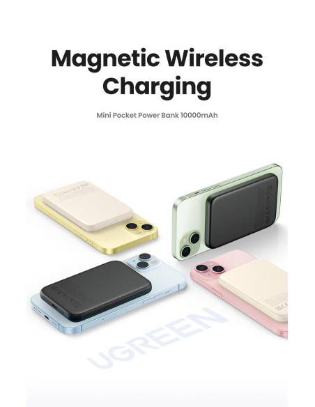 Ugreen 25208 batería externa 10000 mAh Cargador inalámbrico Beige