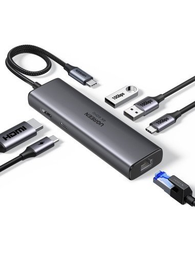 Ugreen REVODOK 6-IN-1 4K@60HZ HDMI ETH DOCK Acoplamiento Base Gris