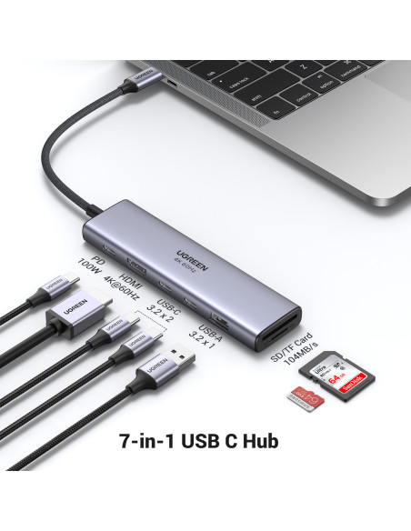Ugreen REVODOK 7-IN-1 4K@60HZ HDMI DOCK Acoplamiento Base Gris