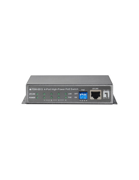 LevelOne Switch Fast Ethernet PoE de 5 puertos, 4 Puertos PoE, 120W