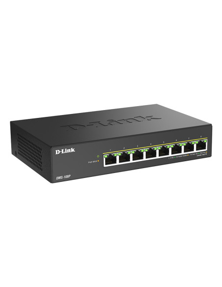 D-Link DMS-108P E switch No administrado 2.5G Ethernet (100 1000 2500) Energía sobre Ethernet (PoE) Negro