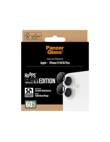 PanzerGlass ® Hoops® Camera Lens Protector Transparent iPhone 17 | iPhone 16 | 16 Plus Protector de pantalla Apple 1 pieza(s)