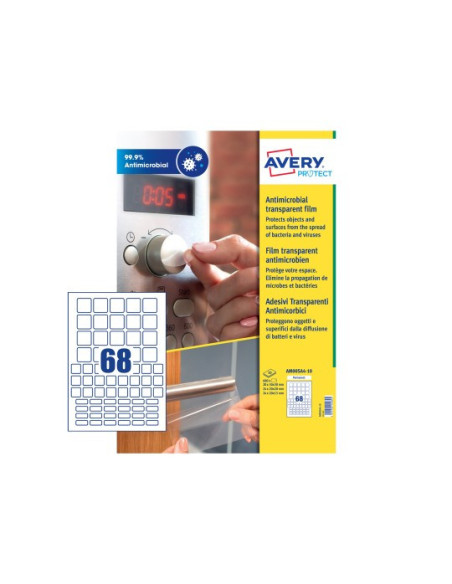 Avery AM00SA4 etiqueta autoadhesiva Plaza Permanente Transparente 680 pieza(s)