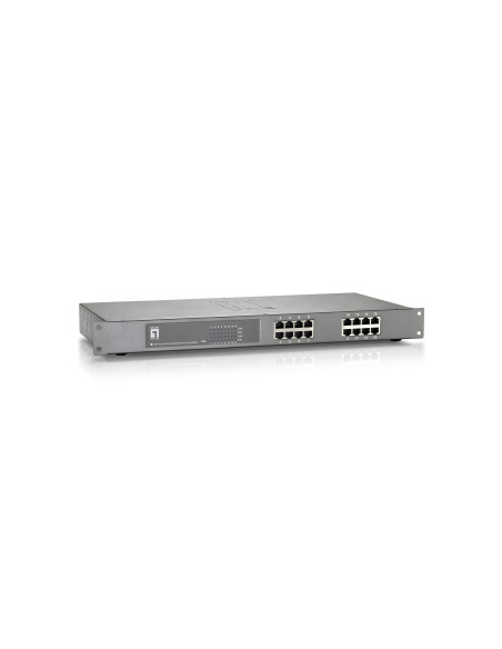 LevelOne Switch Fast Ethernet PoE de 16 puertos, 480W, 802.3at PoE+