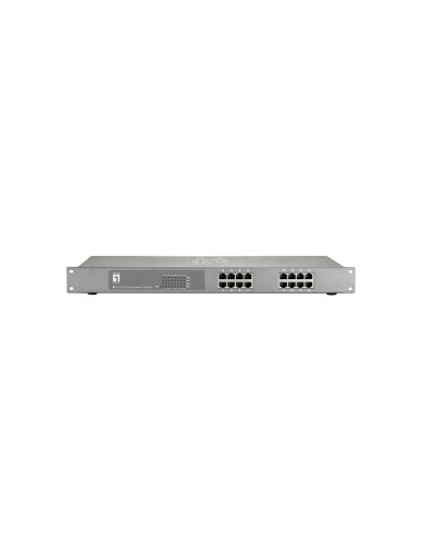 LevelOne Switch Fast Ethernet PoE de 16 puertos, 480W, 802.3at PoE+