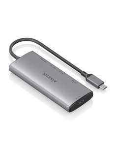 AISENS USB-C Dock 6 en 1, USB-C a 1xHDMI, 1xUSB-A 10G, 2xUSB-C 10G, 1xSD, 1xMicroSD, Gris, 20cm 2