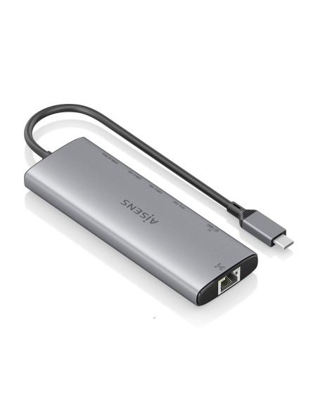 AISENS USB-C Dock 7 en 1, USB-C a 1xHDMI, 1xRJ45, 1xUSB-A 10G, 2xUSB-C 10G, 1xSD, 1xMicroSD, Gris, 20cm