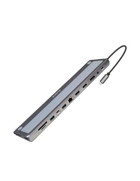 Ewent EW1150 base para portátil y replicador de puertos Alámbrico USB 3.2 Gen 1 (3.1 Gen 1) Type-C Aluminio
