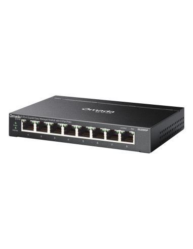 TP-Link Omada ES208GP switch Gestionado L2 Gigabit Ethernet (10 100 1000) Energía sobre Ethernet (PoE) DIN rail Negro