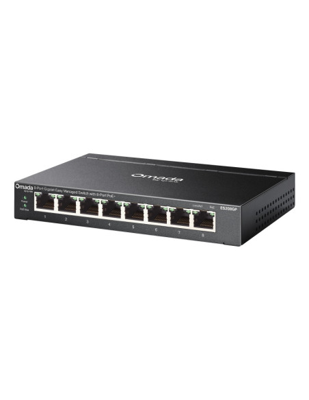 TP-Link Omada ES208GP switch Gestionado L2 Gigabit Ethernet (10 100 1000) Energía sobre Ethernet (PoE) DIN rail Negro