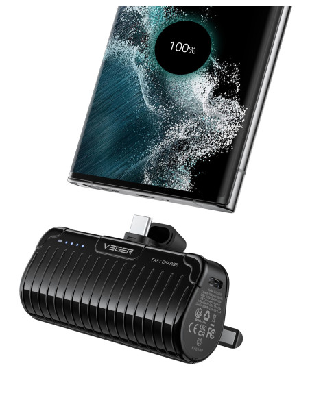 VEGER PLUGON-C VG-W0558 PRO 5000 Powerbank Type-C Bulit-in with KickStand