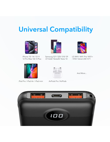 VEGER L10 VG-W1105PD PD20W 10000mAh Screen Powerbank