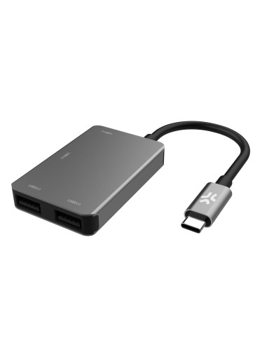 Celly PROHUB4IN1SV hub de interfaz USB 2.0 Type-C Gris
