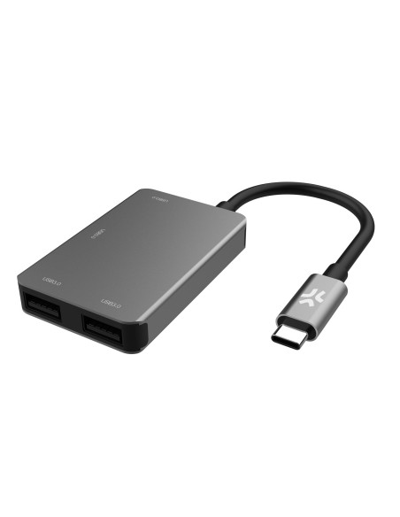 Celly PROHUB4IN1SV hub de interfaz USB 2.0 Type-C Gris