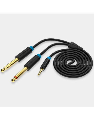 Vention Cable Estéreo BACBI  Jack 3.5 Macho - 2x Jack 6.5 Macho  3m  Negro