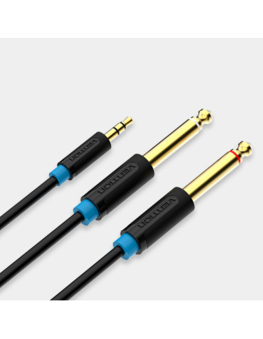 Vention Cable Estéreo BACBI  Jack 3.5 Macho - 2x Jack 6.5 Macho  3m  Negro