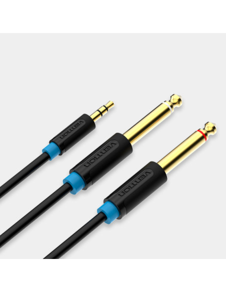 Vention Cable Estéreo BACBI  Jack 3.5 Macho - 2x Jack 6.5 Macho  3m  Negro