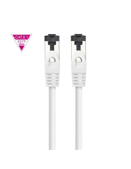 Nanocable Cable de Red Latiguillo Cat.8.1 2GHz LSZH SSTP AWG26, Blanco, 25 cm
